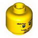 Набор LEGO Minifig Head Beard Reddish Brown, Goatee, Curly Moustache, Bushy Eyebrows, Thin Smile Print [Hollow Stud], Желтый