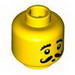 Набор LEGO Minifig Head Moustache Black Curly, Bushy Eyebrows, Round Mouth Print [Hollow Stud], Желтый