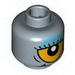 Набор LEGO Minifig Head Dual Sided Alien with Lower Fangs, Eyelashes, Single Orange Eye Open / Eye Half Closed with Blue Eye Shadow Print [Hollow Stud], Sand Blue