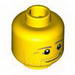 Набор LEGO Minifig Head Beard Stubble, Dark Tan Eyebrows, Crow's Feet, Lopsided Smile Print [Hollow Stud], Желтый