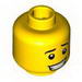 Набор LEGO Minifig Head Black Eyebrows, White Pupils, Crooked Open Smile with Teeth Print [Hollow Stud], Желтый