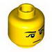 Набор LEGO Minifig Head Black Eyebrows, Black Eye Shadow, Chin Dimple Print [Hollow Stud], Желтый