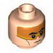 Minifig Head Dual Sided Orange Visor, Black Eyebrows, Determined / Angry Print (SW Clone Pilot) [Hollow Stud]