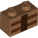 Brick 1 x 2 with Reddish Brown and Dark Brown Lines Print
