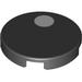 Tile Round 2 x 2 with Bottom Stud Holder with White Dot Print