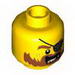 Minifig Head Beard with Messy Hair, Moustache Dark Orange, Gold Teeth, Eyepatch Print [Hollow Stud]