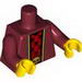 Torso Robe with Gold Trim over Red Shirt with Black Skulls and Belt with Gold Skull Buckle Print / Dark Red Arms / Yellow Hands