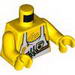 Torso Pirate White Apron, Fish Skeleton and Chest Hair Print / Yellow Arms / Yellow Hands
