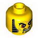 Minifig Head Black Bushy Eyebrows, Red Eyes, Moustache and Goatee, Sideburns, Wrinkles Print [Hollow Stud]