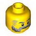 Minifig Head Beard Gray with Gray Eyebrows, Sideburns and Stern Print [Hollow Stud]