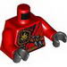 Torso Ninjago Robe with Fire Power Emblem, Kunai Knives and Scabbard Print / Red Arms / Black Hands