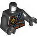 Torso Ninjago Robe with Belt with Pouch, Knife, Scabbard and Earth Power Emblem Print / Black Arms / Black Hands