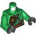 Torso Ninjago Robe with Belt, Knife, Scabbard and Gold Dragon Head Emblem Print / Green Arms / Black Hands