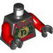 Набор LEGO Torso Ninjago Female Dark Green Samurai Armor with Gold Phoenix and Red Sash Print / Red Arms / Black Hands, Черный
