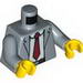 Torso Open Suit Jacket with White Shirt, Red Tie and Belt Print / Sand Blue Arms / Yellow Hands