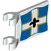 Flag 2 x 2 Square with Imperial Soldier Black Symbol over White Cross on Blue Background with Yellow Border Print