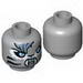 Minifig Head Alien Chima Tiger Female with Fangs, Stripes, Sand Blue Fur and Light Blue Eyes Print (Sibress) [Hollow Stud]