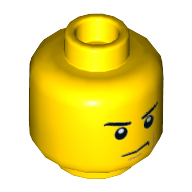 Minifig Head Eyebrows and Scowl, White Pupils Print [Hollow Stud]