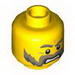 Minifig Head Moustache Mutton Chops with Brown and Gray Sideburns, Brown and Gray Eyebrows, Pupils Print [Hollow Stud]