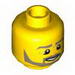 Minifig Head Beard Brown Angular, Pupils, Bottom Eye Lid Line, Teeth Print [Hollow Stud]