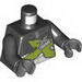 Torso Race Jacket with Zipper and Lime, Silver and White 'XTREME' Print / Black Arms / Dark Bluish Gray Hands