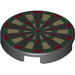 Tile Round 2 x 2 with Bottom Stud Holder with Dart Board Print