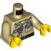 Torso Police Shirt with Pockets, Silver Radio and Badge, Brown Belt with Canteen and Phone Print / Tan Arms / Yellow Hands