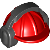 Набор LEGO Minifig Helmet Construction with Black Ear Protector / Headphones Print, Красный