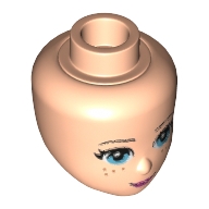 Набор LEGO Minifig Head Modified Friends with Medium Azure Eyes, Freckles, Dark Pink Lips and Closed Mouth Print, Light Flesh