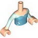 Torso Friends Medium Azure Top with Silver Icons Print, Light Flesh Arms with Hands with Light Aqua Sleeves Print