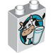 Brick 1 X 2 X 2 with Cow and Glass of Milk Print [Milk Carton]