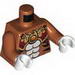 Torso Black Bare Chest with Tiger Stripes, Dark Red and Gold Armor with Straps and Fire Chi Emblem Print / Dark Orange Arms / White Hands
