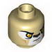 Minifig Head Dual Sided Alien Chima Lion with Orange Eyes and Dark Brown Nose, Neutral / Stern Print [Hollow Stud]
