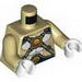 Torso Chima Bare Chest with Body Lines, Gold Crossing Straps and Blue Round Jewel (Chi) Print / Tan Arms / White Hands