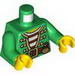 Torso Pirate Open Jacket Gold Trim over Striped Shirt, Belt with Pouch Print / Green Arms / Yellow Hands