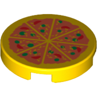 Набор LEGO Tile Round 2 x 2 with Bottom Stud Holder with Pizza Print, Желтый