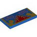 Tile 2 x 4 with Gold, Red and Lavender Oriental Rug Print