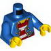Torso Pirate Open Jacket over Red and White Striped Shirt, Gold Trim and Buttons Print / Blue Arms / Yellow Hands