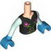 Torso Friends Black Top with Flower Print, Light Aqua Sleeves and Dark Azure Gloves Print