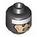 Minifig Head Dual Sided Balaclava, White Headband and Cheek Lines, Smirk / Clenched Teeth Print (Batman) [Hollow Stud]