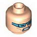 Minifig Head Dual Sided Medium Blue Goggles, Smile with Teeth / Clenched Teeth Print (Captain Cold) [Hollow Stud]