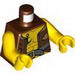 Torso Pirate Vest Tattered and Anchor Tattoo, Muscles Print / Yellow Arms / Yellow Hands