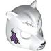 Minifig Mask Bear with Black Nose, Fang, Gray Fur and Purple Sinew Patch Print
