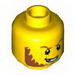 Minifig Head Dark Orange Eyebrows and Sideburns, Broken Tooth, Determined Grin, Pupils Print [Hollow Stud]