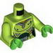 Torso Female Silver and Gold Space Armor with Green Dirt and Belt Buckle with Ultra Agent Toxic Print / Lime Arms / Bright Green Hands