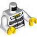 Torso Town Prisoner Female, Dark Bluish Gray Stripes, Buttons and ID Tag Print / White Arms / Yellow Hands