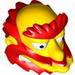 Minifig Head Modified Simpsons Groundskeeper Willie with Red Beard, Eyebrows and Hair Print