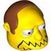Minifig Head Modified Simpsons Comic Book Guy with Black Mouth Line and Dark Orange Hair Print