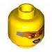 Minifig Head Female Glasses with Orange Digital Sunglasses, Pink Lips, Lopsided Clenched Teeth Print [Hollow Stud]