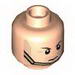 Minifig Head Dual Sided Brown Eyebrows, Stubble Beard, Gold Chin Strap, Serious / Clenched Teeth Print (Hawkman) [Hollow Stud]